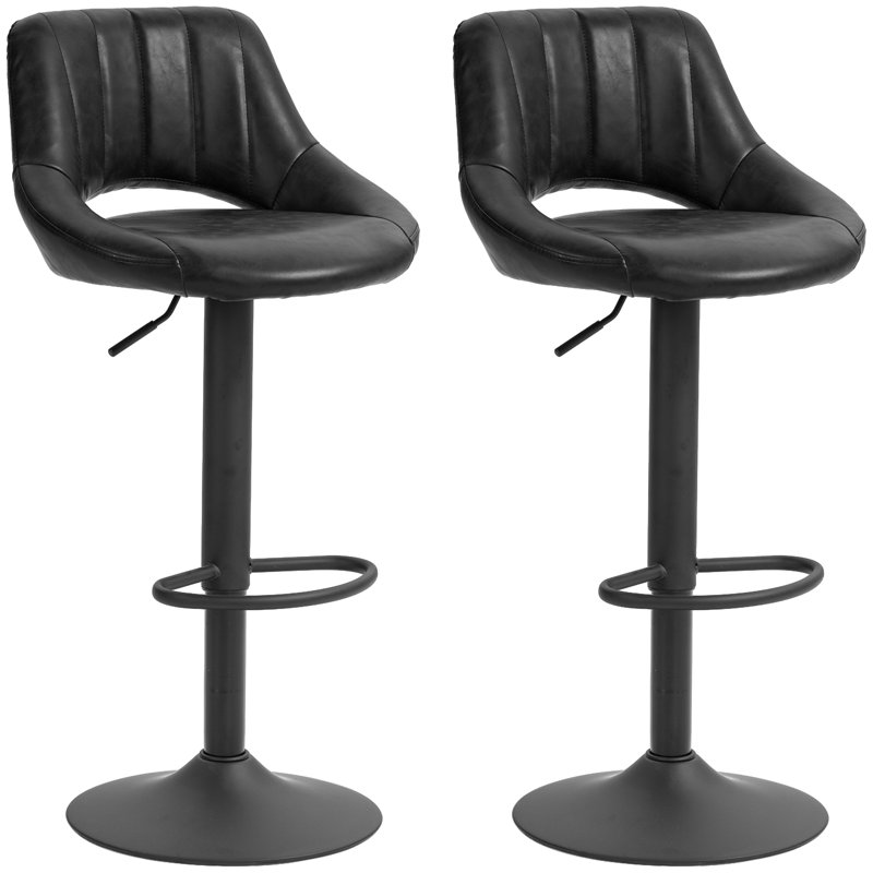 Tabouret pivotant à hauteur réglable Kadaysha, Noir brillant