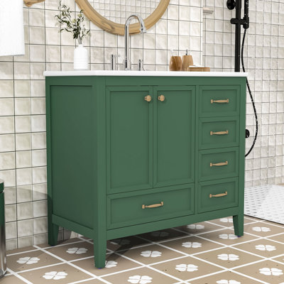 Meuble-lavabo autoportant à plusieurs niveaux avec lavabo résistant aux taches, rangement polyvalent