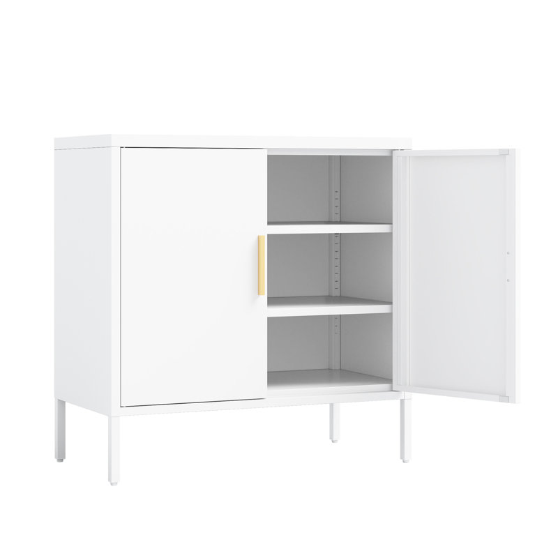 Armoire de rangement en acier pour garage en blanc, 2 tablettes réglables pour les outils de maison et de magasin, verrouillable, serrure de haute qualité, résistance, hauteur de 32,38 po, largeur de 16,15 po, profondeur, fixation murale, facile à assembler