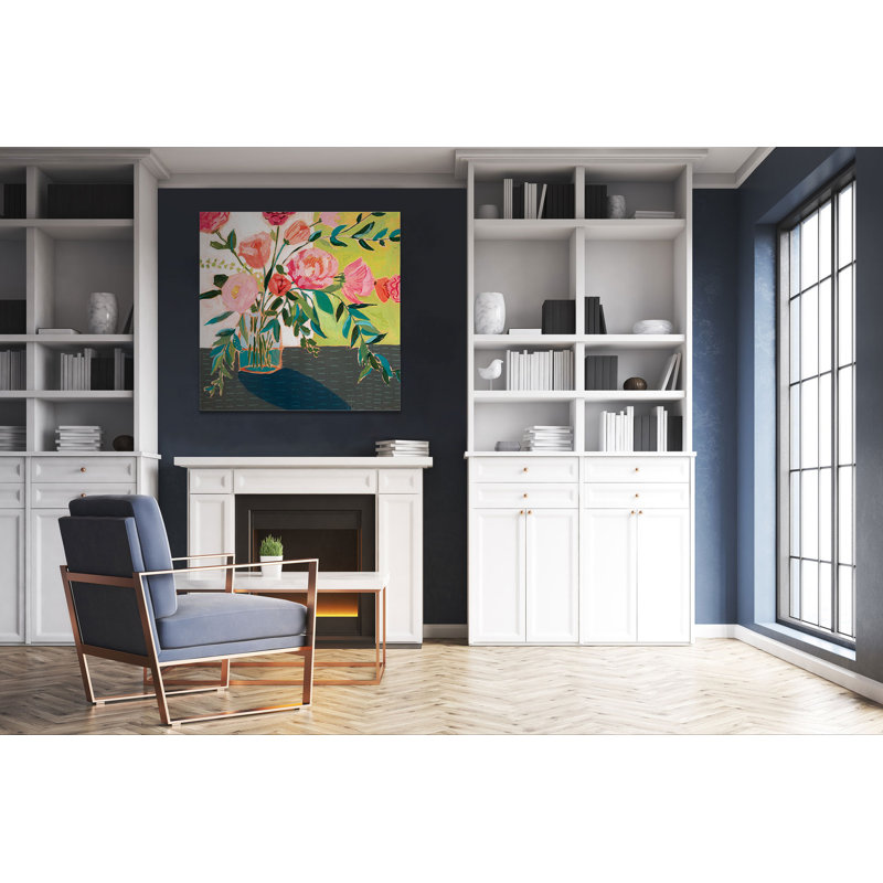«Quirky Bouquet I», peinture, H 32 po x l 32 po x P 1,5 po, Toile tendue