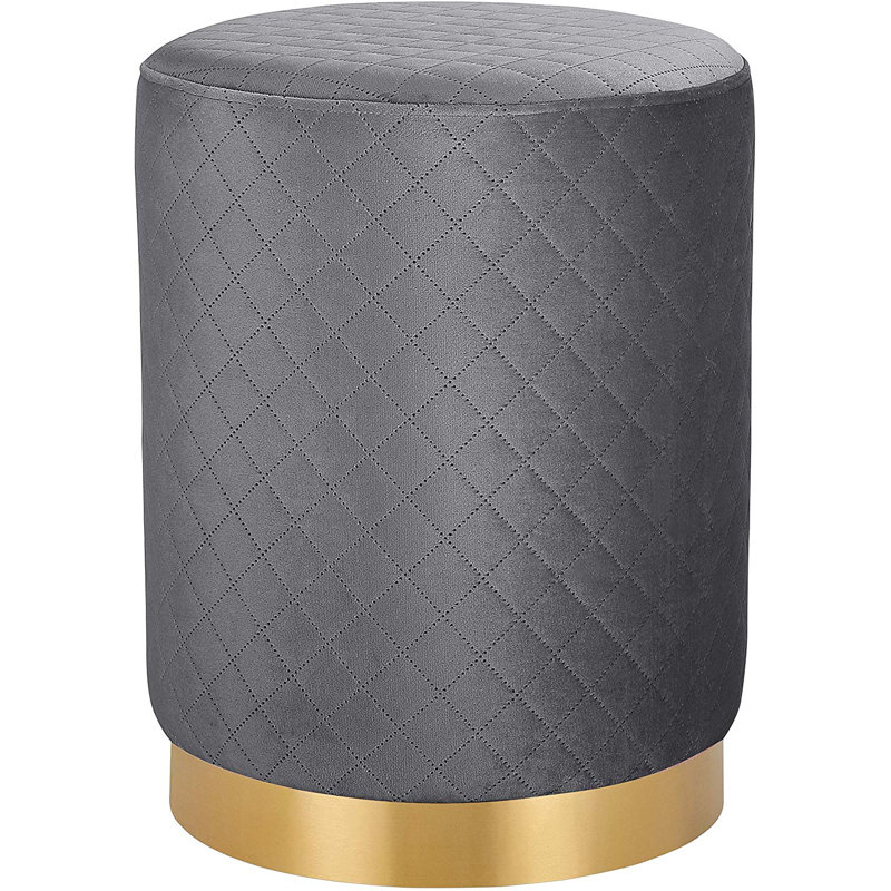 Velvet Pouf, Gray Velvet