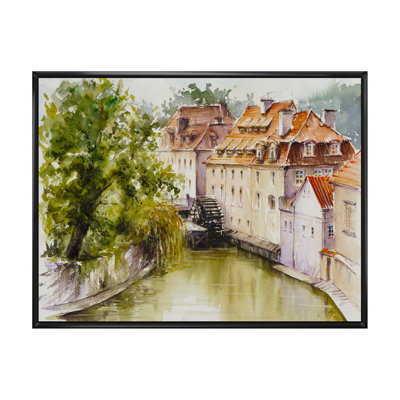 «Old Prague Watermill Over Chertovka River», reproduction d'art sur toile