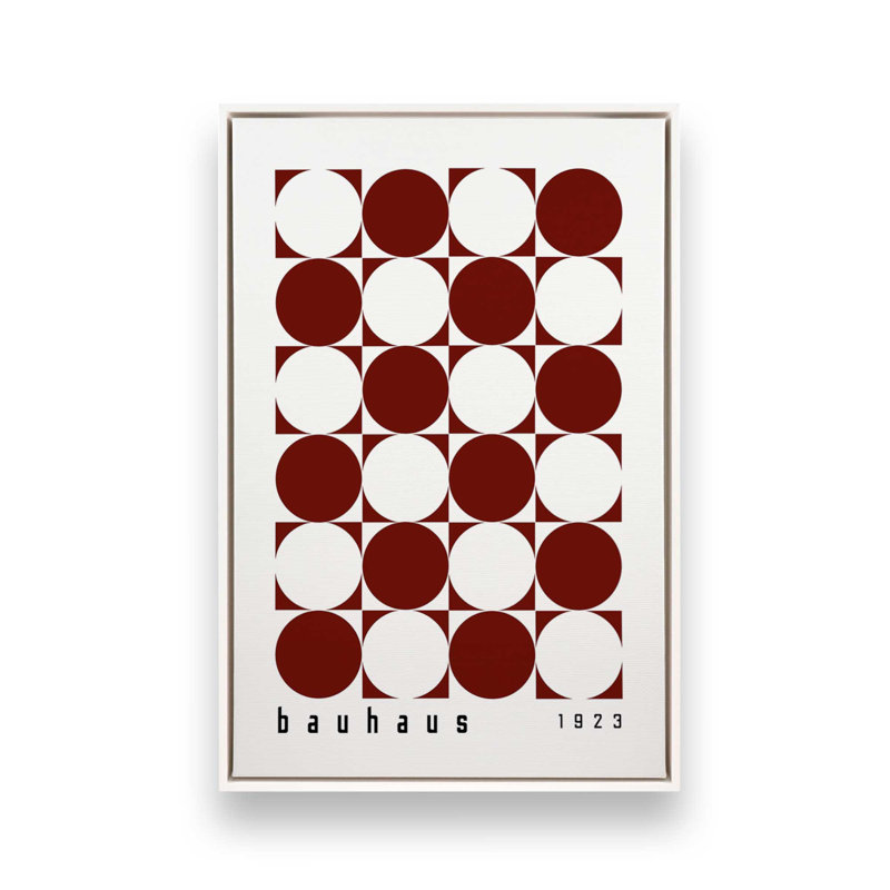 Impression sur toile bourgogne Bauhaus, H 18,75 po x l 12,75 po x P 1,75 po, Cadre flottant blanc opaque