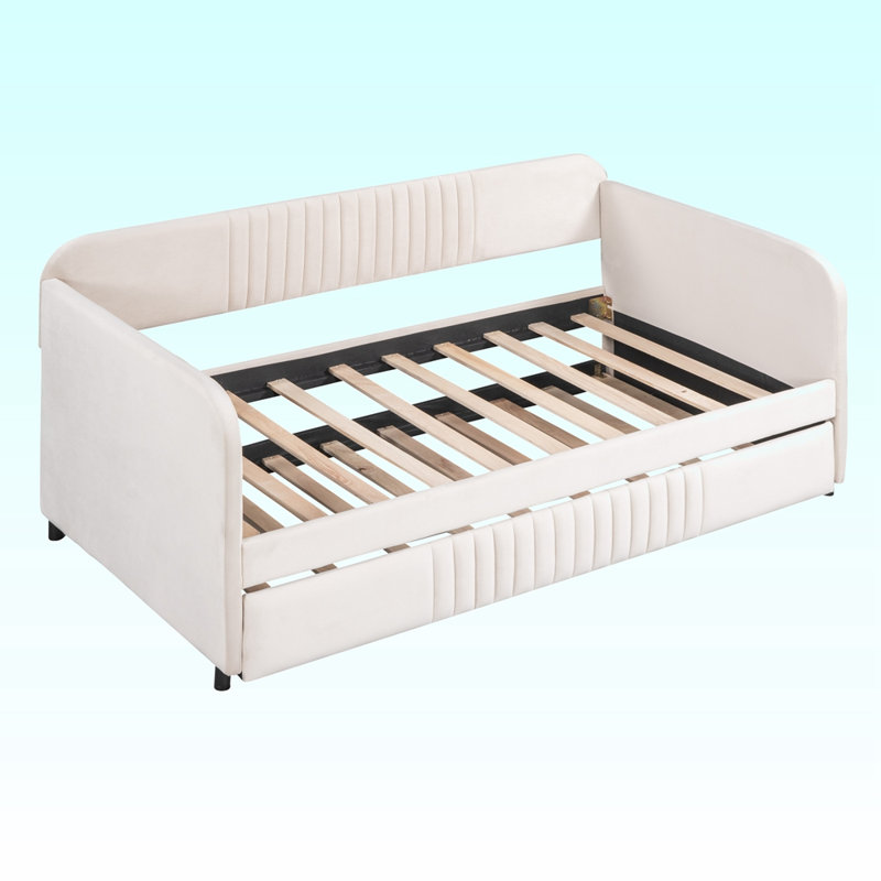 Lit de jour rembourré avec couchette, Beige