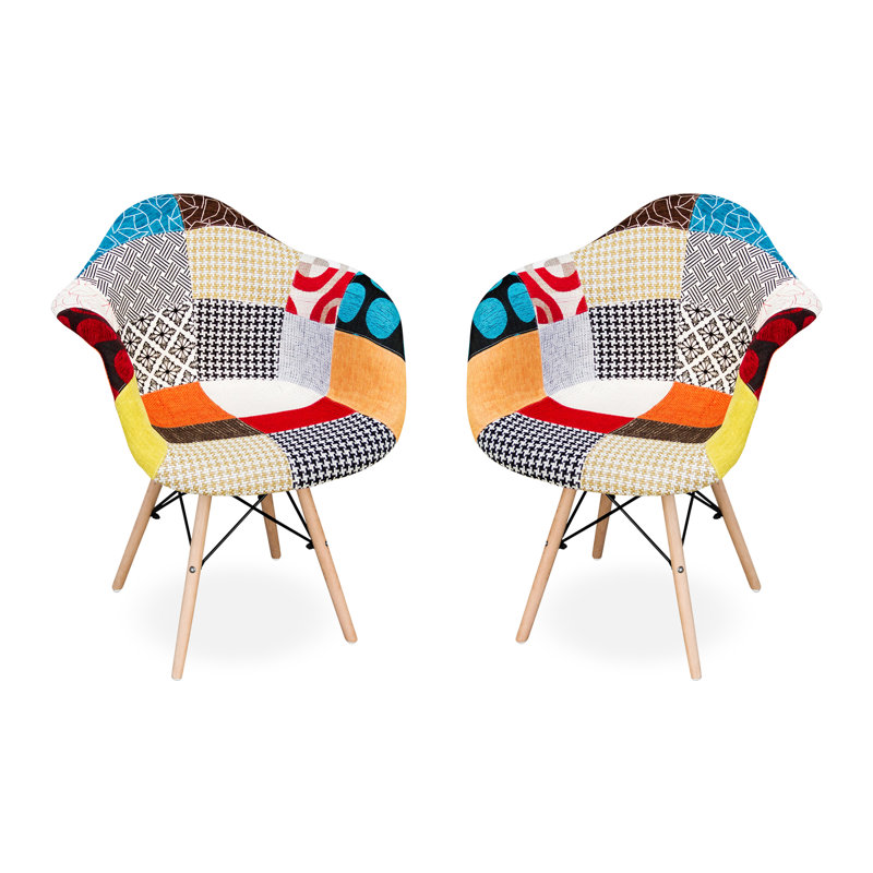 Modholic Eiffel Armchair With Wood Legs, Multi (Set Of 4), 4