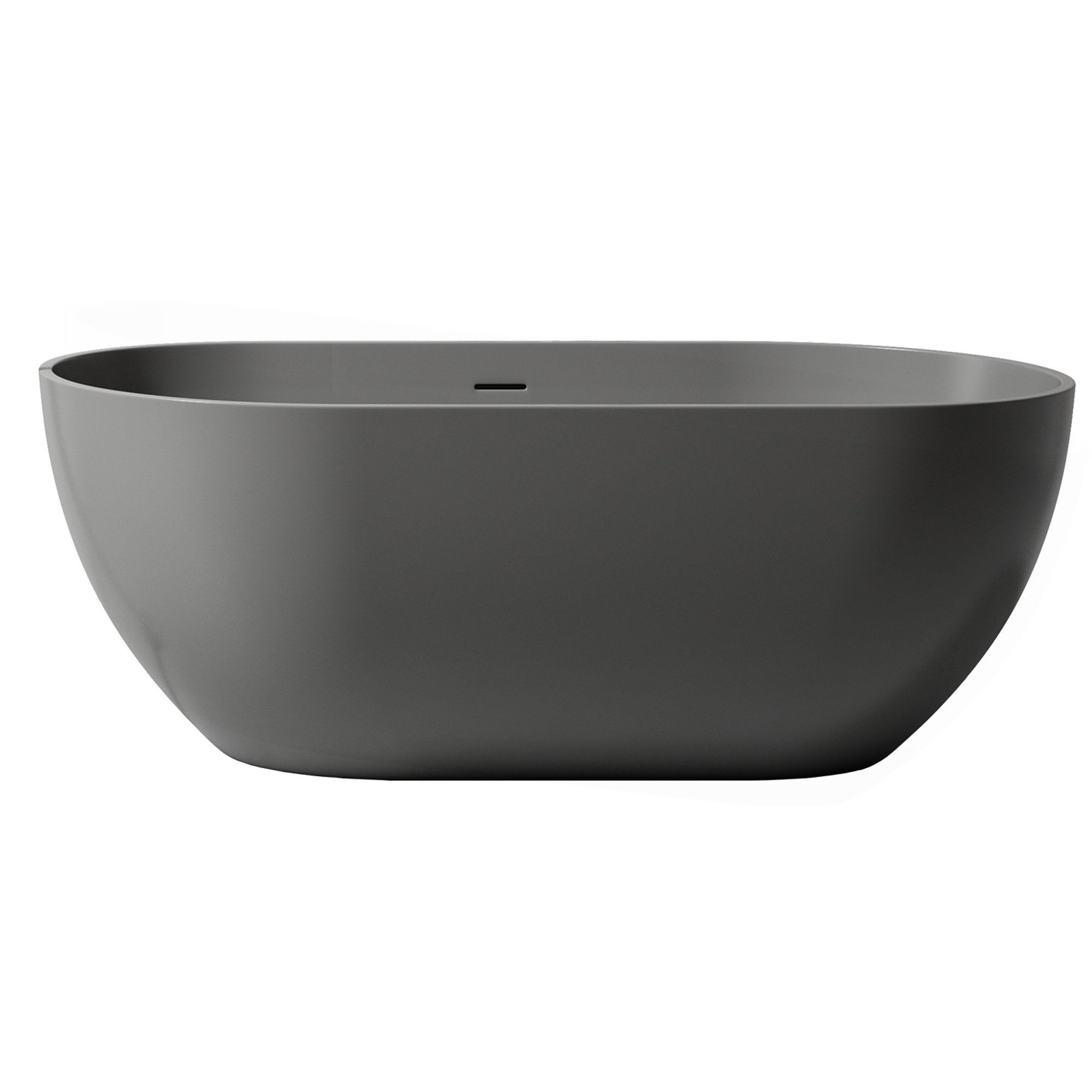 TYUNABRN 59 Inch Solid Surface Soaking Bathtub - Deep Soak Freestanding