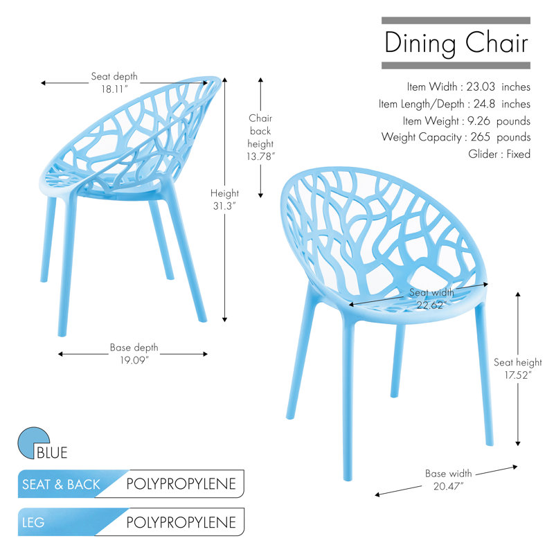 Chaise d'appoint empilable Hurd, Bleu