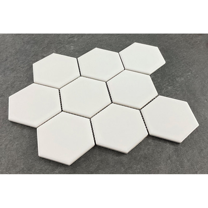 Carreau de mosaïque en porcelaine nid d'abeille pour mur et plancher 4 po x 4 po, Blanc