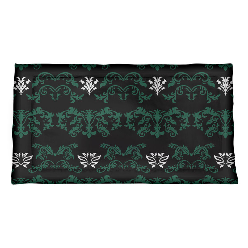 Football Baroque Pattern Pillow Sham, King, Black/Green/White, Microfiber