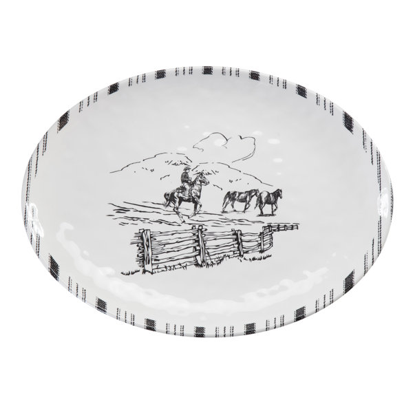 August Grove® Lanty White/Black Melamine Western Rustic Farmhouse