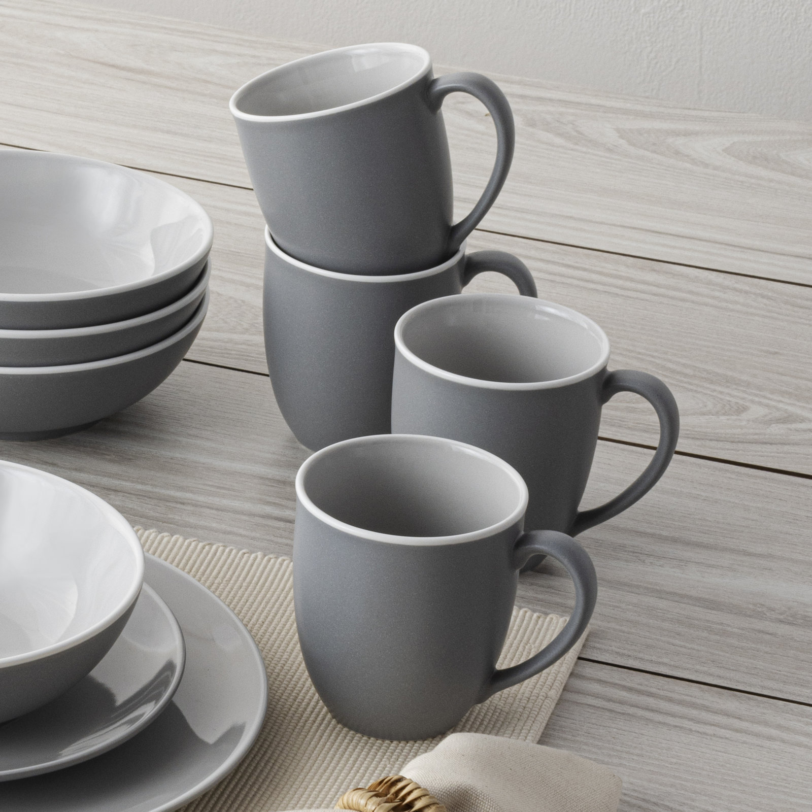 Noritake ColorTrio Coupe 16-Piece Dinnerware Set, Service for 4, Slate