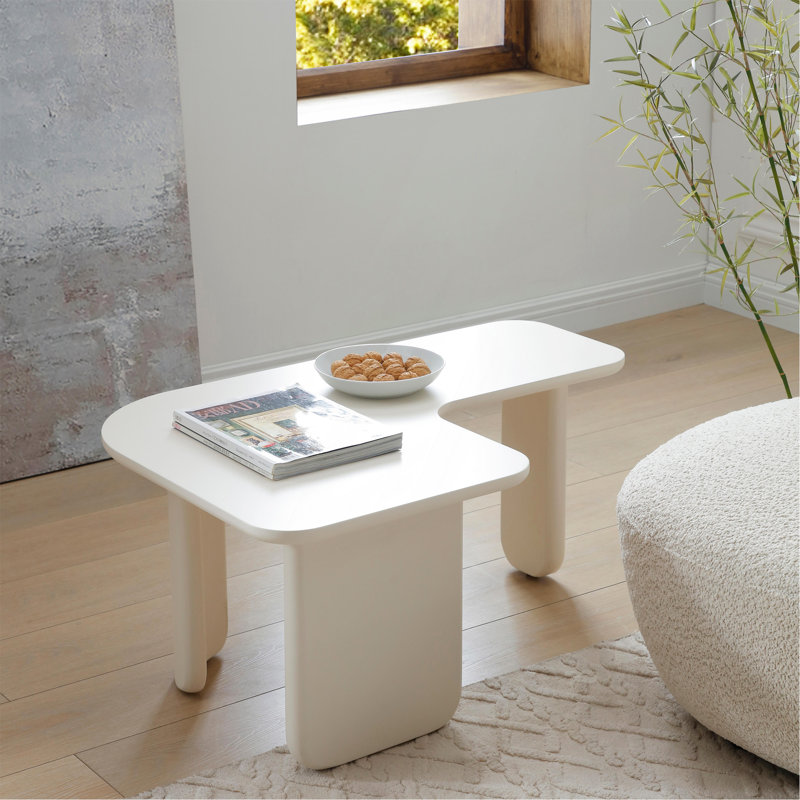 35.43" L-Shape Coffee Table, White