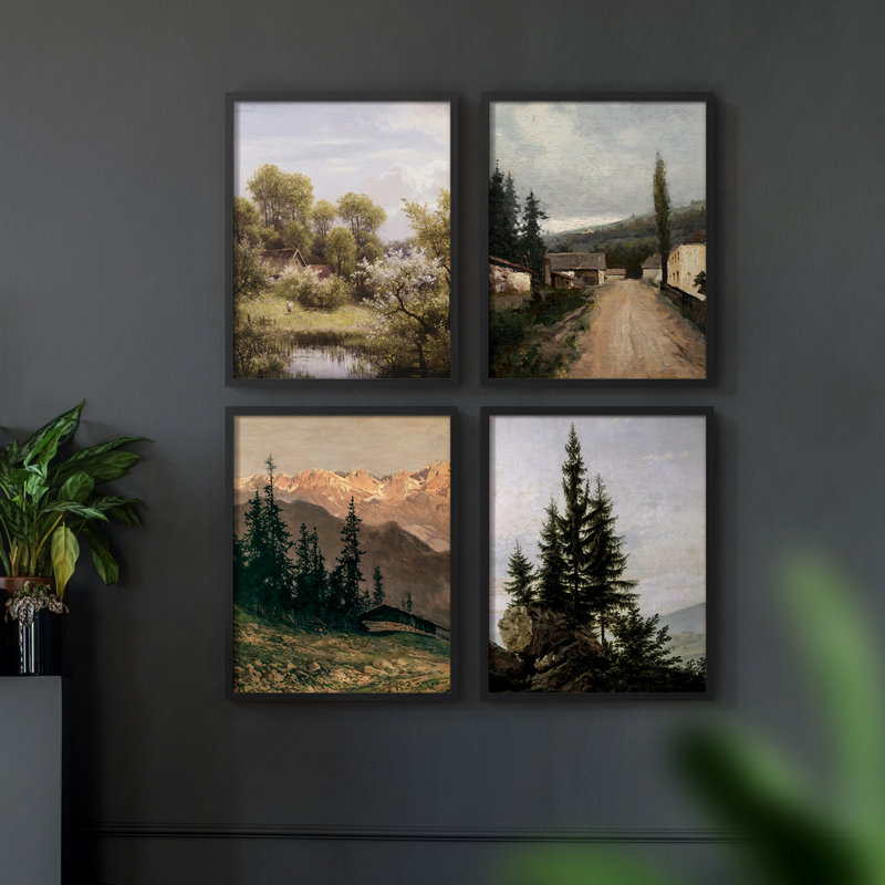 «Vintage Landscape CCXI», ensemble de 4 encadrés, H 10 po x l 32 po