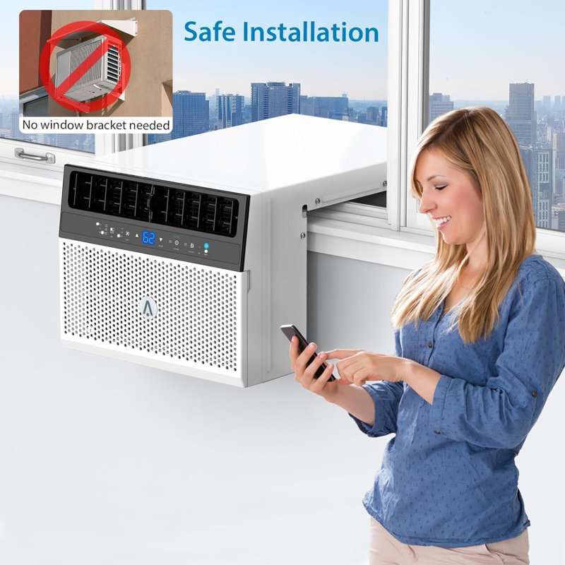 Climatiseur de fenêtre en U 8000 BTU, climatiseur WiFi, refroidit 350 pieds carrés Ft, Quiet, App et télécommande, 115 V