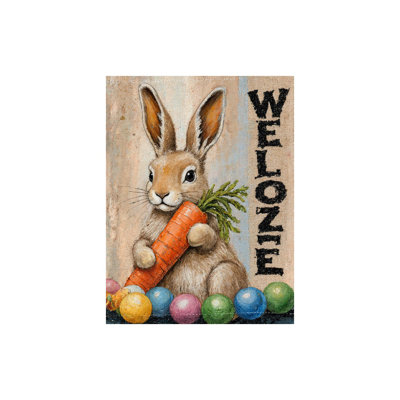 Bunny Carrot Welcome Eggs Flag, for Indoor & Outdoor, 70L x 47W