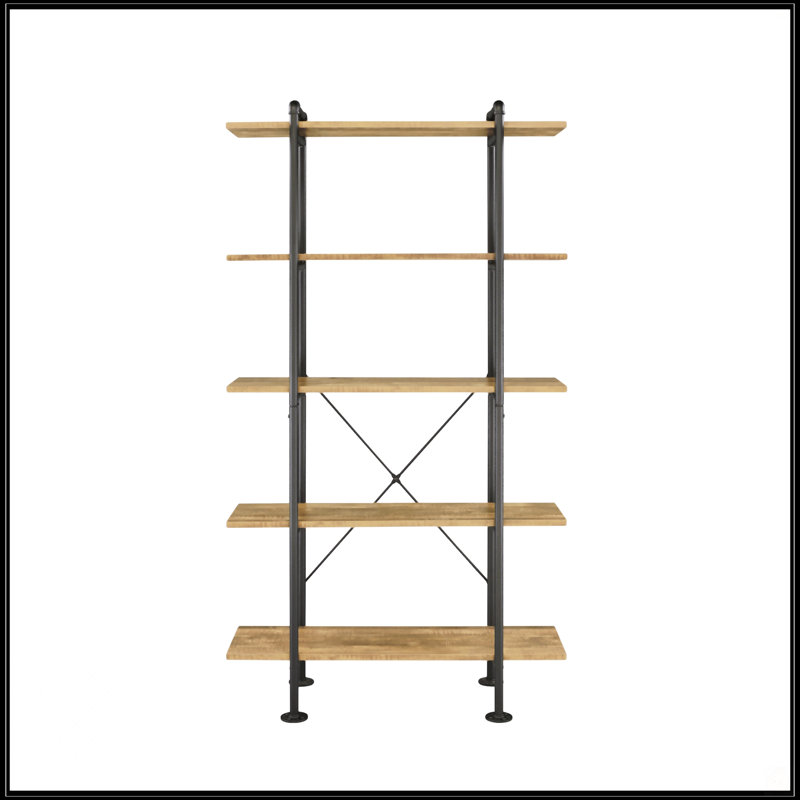 Bookcase In Rustic Oak & Black Finish