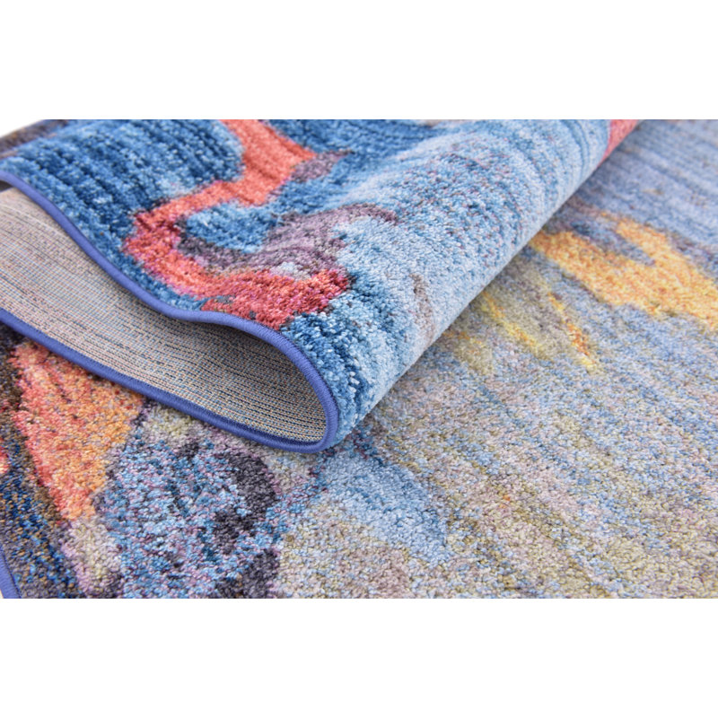 Multi-Color Abstract Easy Care Synthetic Runner Rug