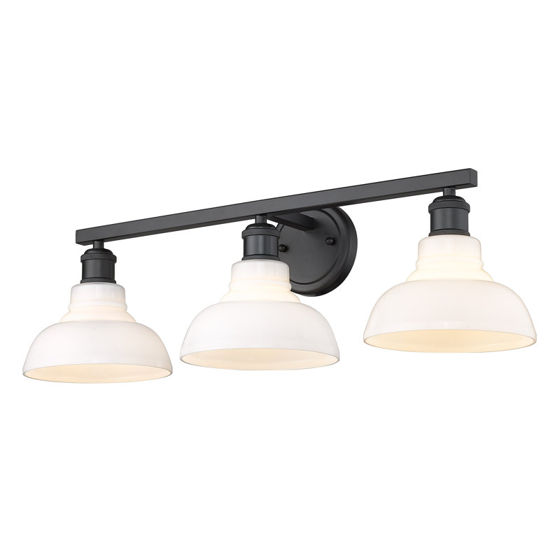Searcy 3 - Light Dimmable Vanity Light, Matte Black, Vintage Milk Glass