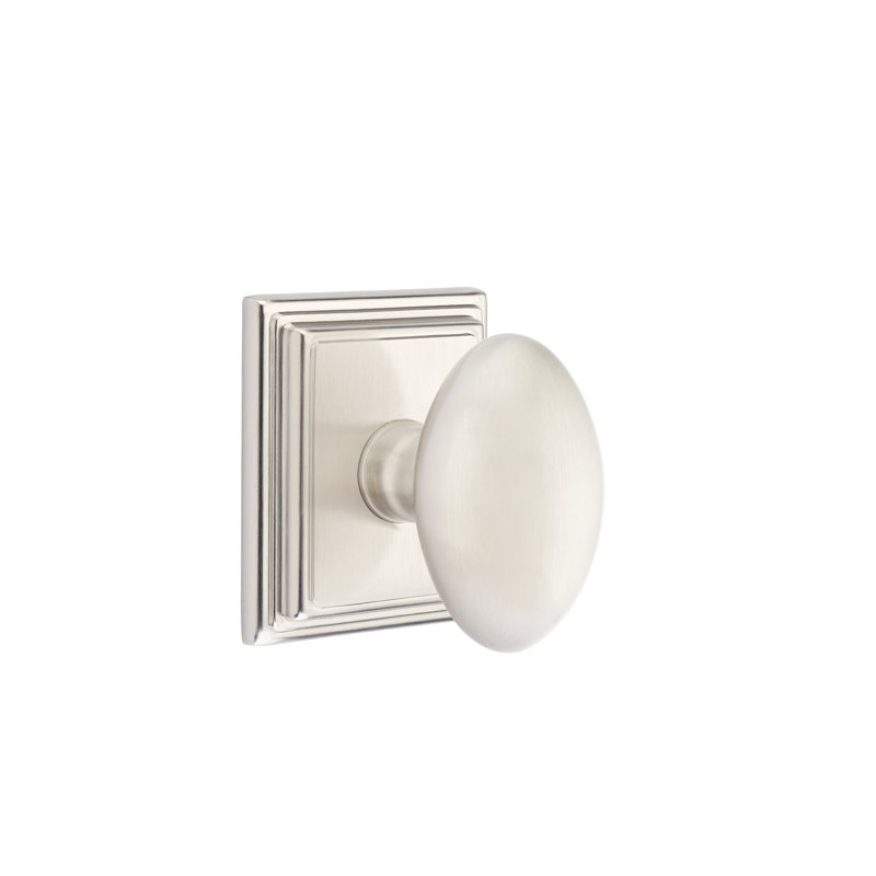 Ensemble de faux boutons Emtek avec rosette Wilshire et bouton Egg, Nickel satiné