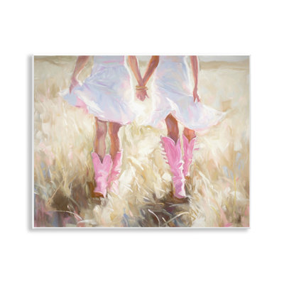 «Cowgirl Best Friends», art mural sur bois par Ramona Murdock