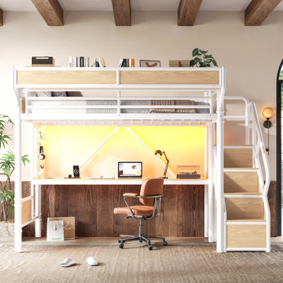 Lit mezzanine en métal avec bureau intégré ApexLoft