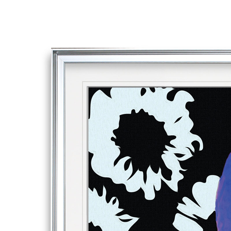«Black and Bloom III», reproduction de peinture à l'huile, H 27 po x l 27 po x P 1,5 po, Cadre argenté