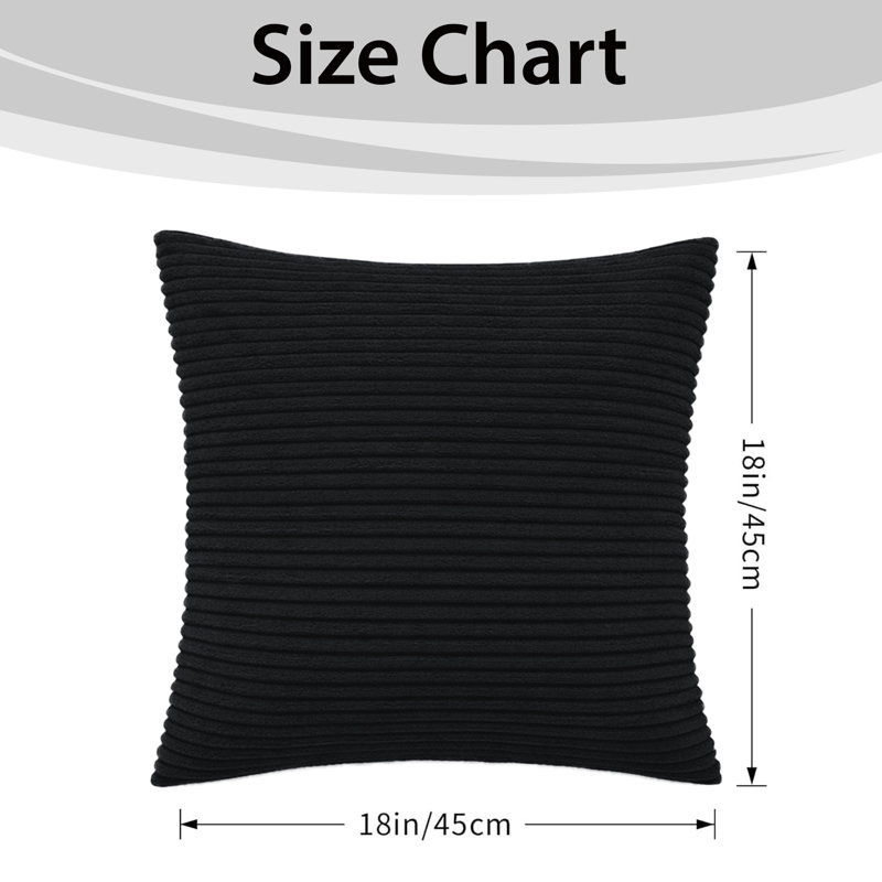 Aspire Homeware Striped Square Velvet Cushion Cover, Black, Pack of 4