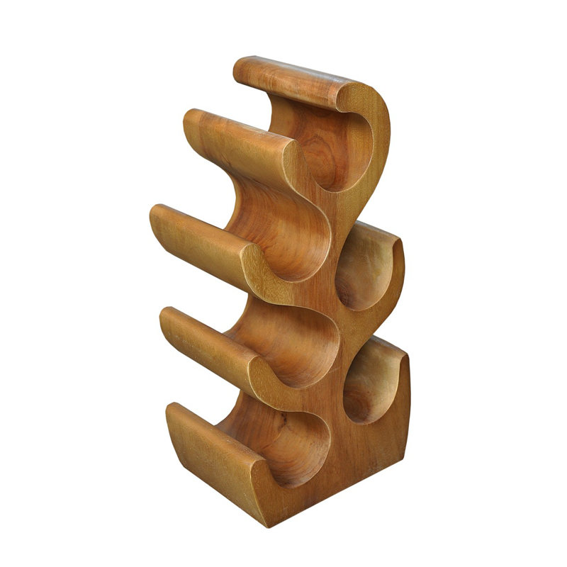 Marjo 6 Bottle Solid Wood Tabletop Wine Bottle Rack in Brown