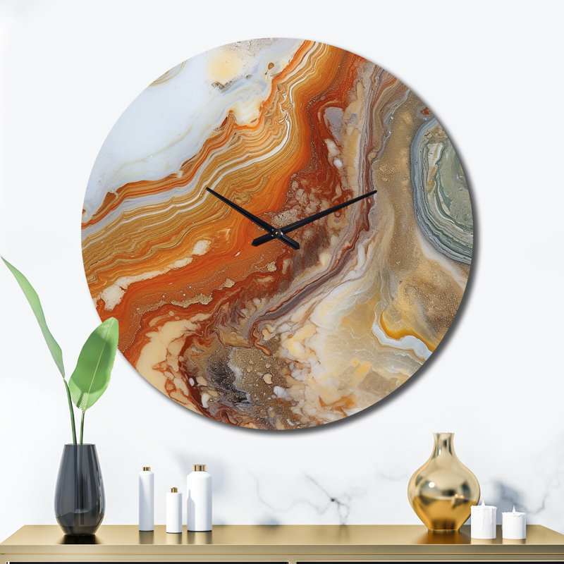 Orange Beige Aqua Symphony Metal Wall Clock, Extra Large