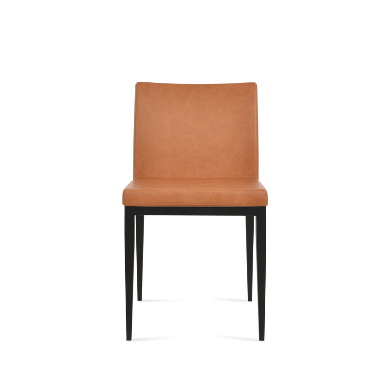 Aria MW Side chair, Black, Caramel PPM Faux Leather