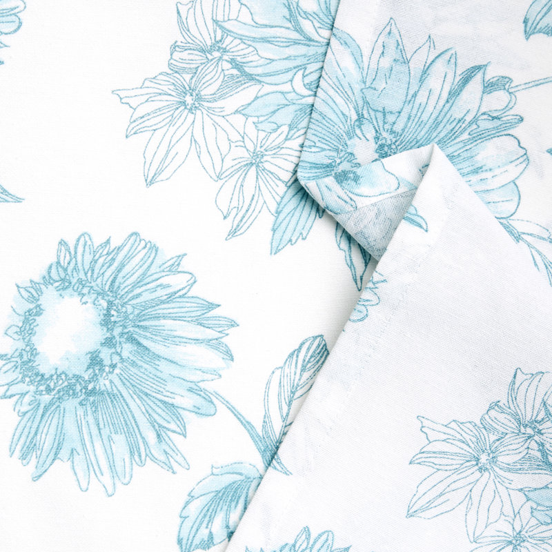 FIESTA Botanical Floral Placemats 4-Pack Set, White/Blue, 19" W x 10" L
