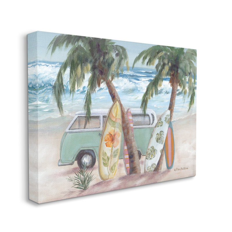«Summer Waves Tropical Van», art mural sur toile par Pam Britton, H 24 po x l 30 po x P 1,5 po, Toile tendue