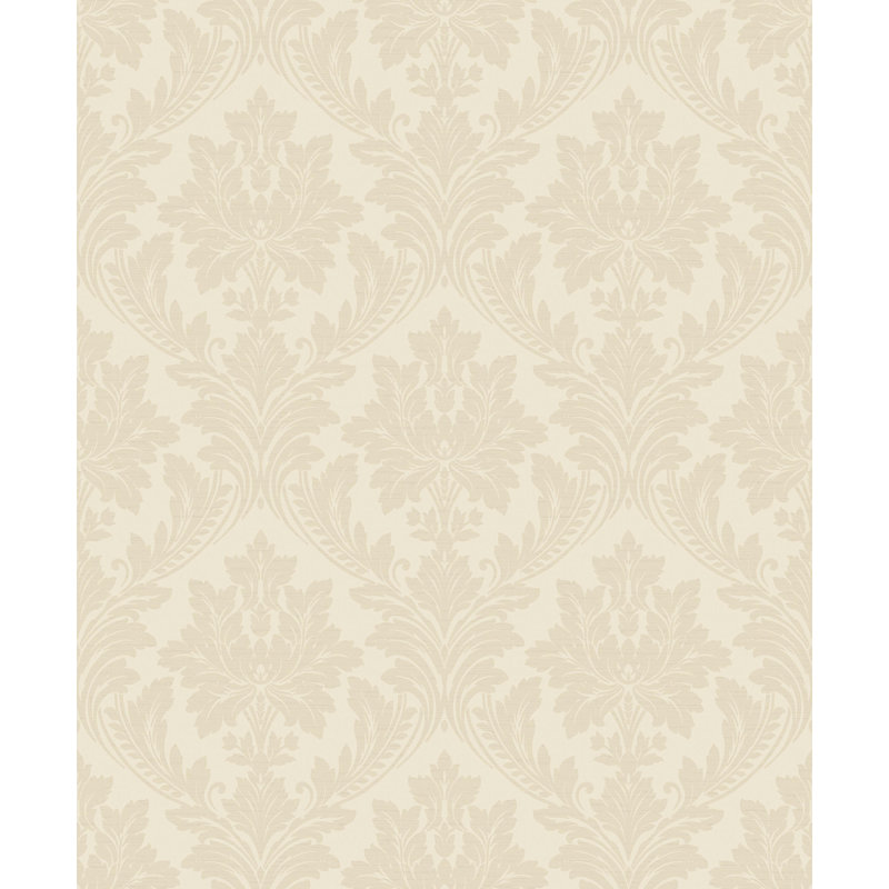 Rouleau de papier peint à motif floral damassé Somaya 33 pi x 21 po, Métallique