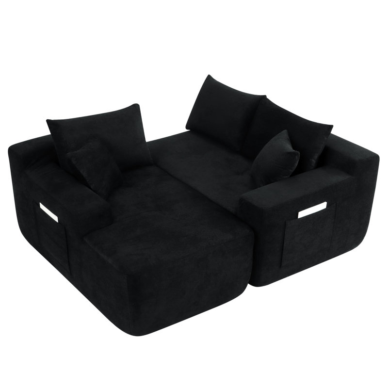 85" Upholstered L Shaped Sofa Modern Sectional