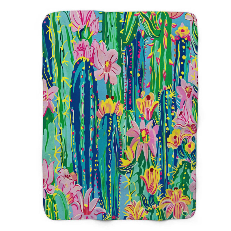 Cacti Patterns - 1 pièce Sherpa Premium, L 60 po x L 80 po