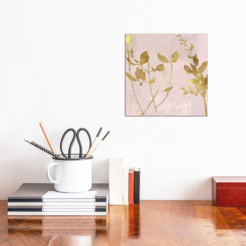 Nature Gold On Pink Blush II by Danielle Carson - Wrapped Canvas Print, 30.48 cm H x 30.48 cm W