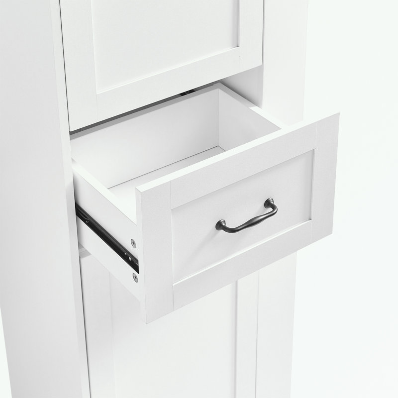 Storage Cabinet with Tilt-Out Compartment and Adjustable Shelves, White