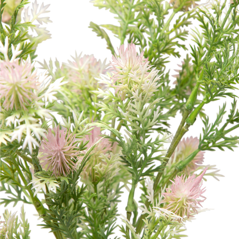 Thistle Artificial Floral Spray Bundles - 15" - Green And Pink - Set Of 6