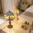 Stained Glass Dragonfly Table Lamp - Vintage Antique Metal Base Nightstand Lamp