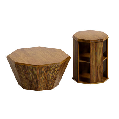 31.5 "Octagonal  Rubber Wood Set Of Two Coffee Table, Coffee Table, Living Room Bedroom(Set Of Two Pieces)