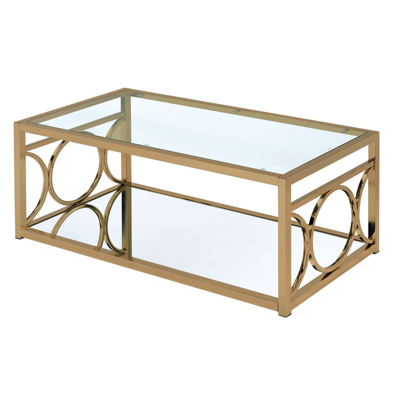 2 - Piece Glass Top Living Room Table Set, Champagne