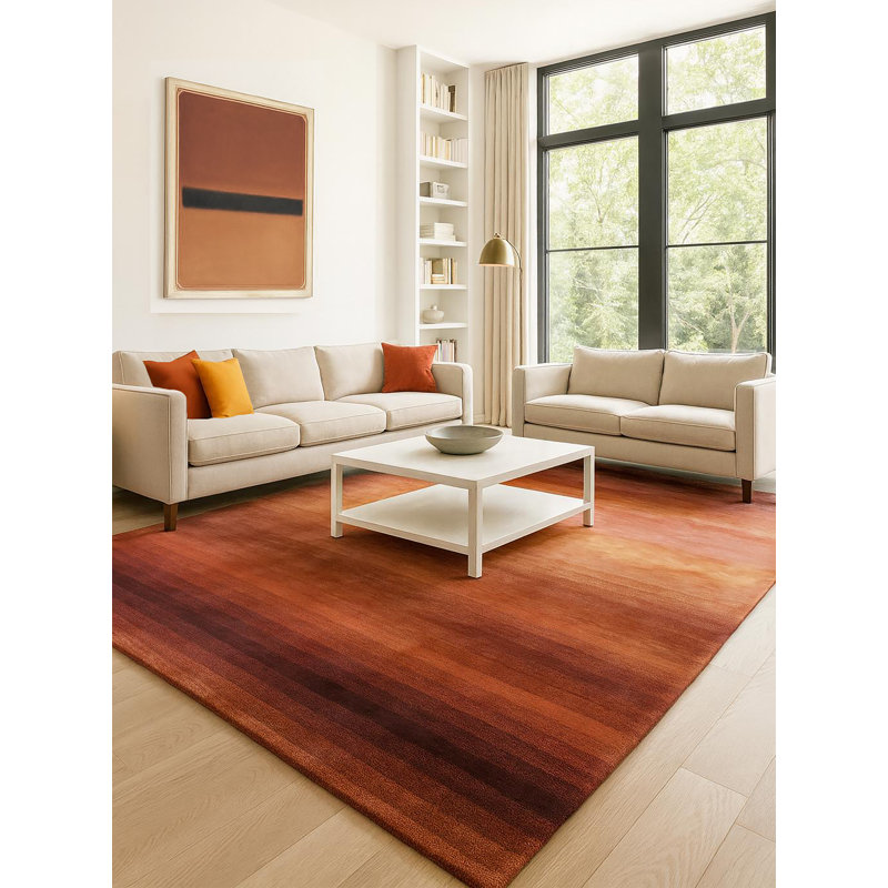 Modern Ombre Shades Handmade Wool Rug, Rectangle 2' x 3'