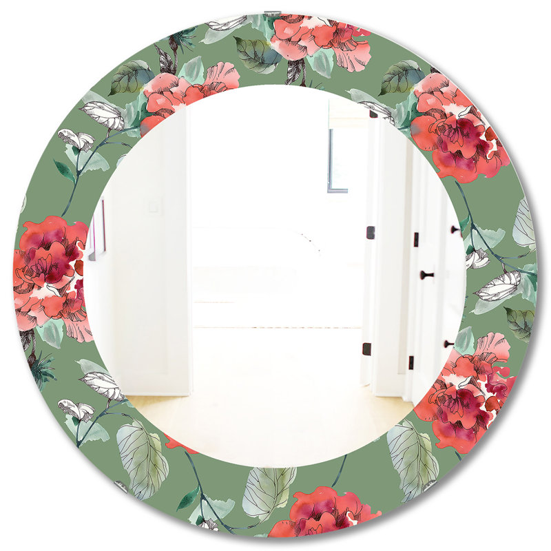 Fleurs vertes 2 - miroir traditionnel, H 31,5 po x l po