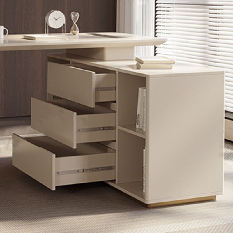 Bureau simple avec tiroir pour ordinateur, H 29,53 po x l 62,99 po x P 47,24 po, Crème, crème