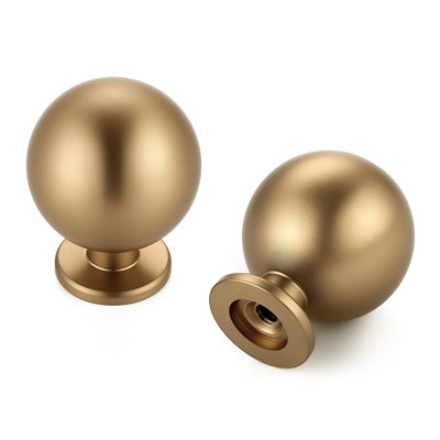 Lot de 12 boutons de tiroir ronds en bronze champagne, diamètre 2,5 cm, forme sphérique, idéal pour relooker vos tiroirs de commode, installation facile, pour armoires, commodes, placards, penderies, etc.
