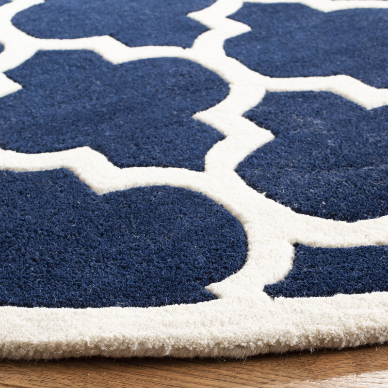Carolene Hand Tufted Wool Geometric Rug, Round 5'