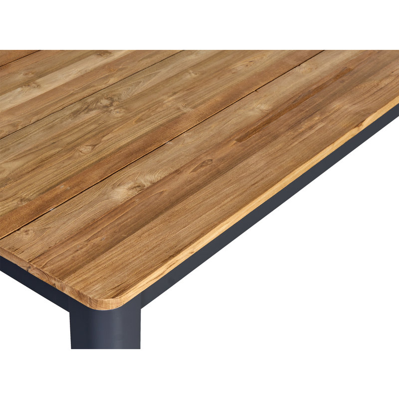 Morones Rectangular Dining Table in Solid Reclaimed Teak with Black Rounded Edge Aluminum Legs, 39" W x 86" L x 30.3" H