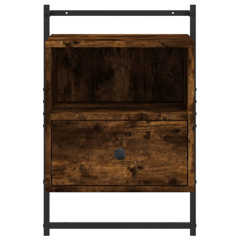 40cm W Manufactured Wood Bedside Table, Smoked Oak