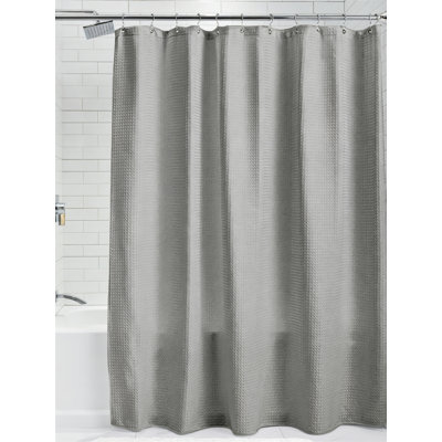 Gray Waffle Weave Shower Curtain, Thick Weighted Fabric, Hotel Quality Heavy Duty, 72X72