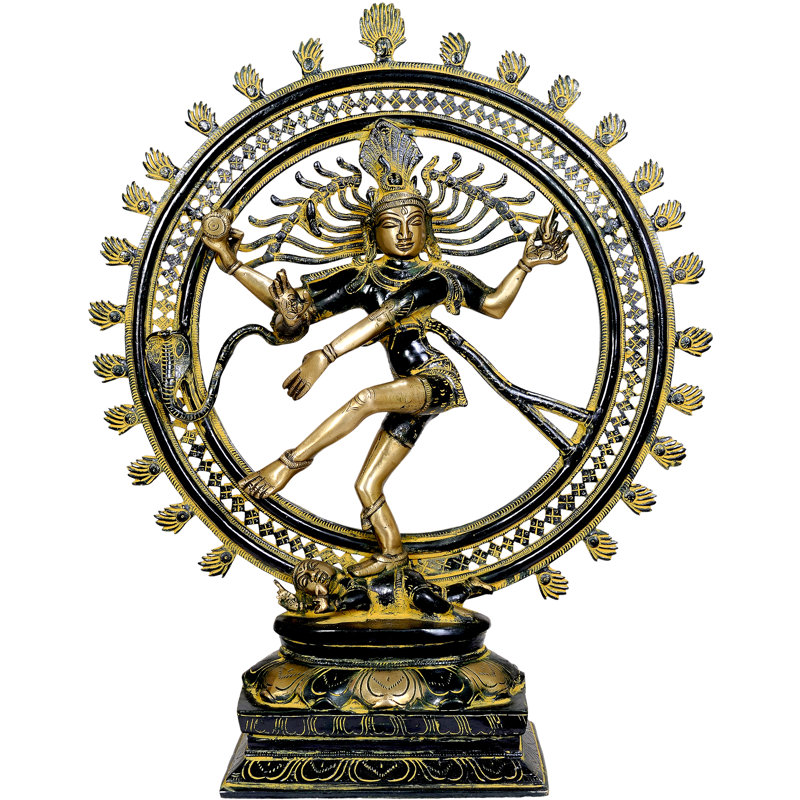 Statue 24 po Nataraja en laiton faite à la main 24 po - Danseuse cosmique Shiva à trois teintes (Ananda Tandava)